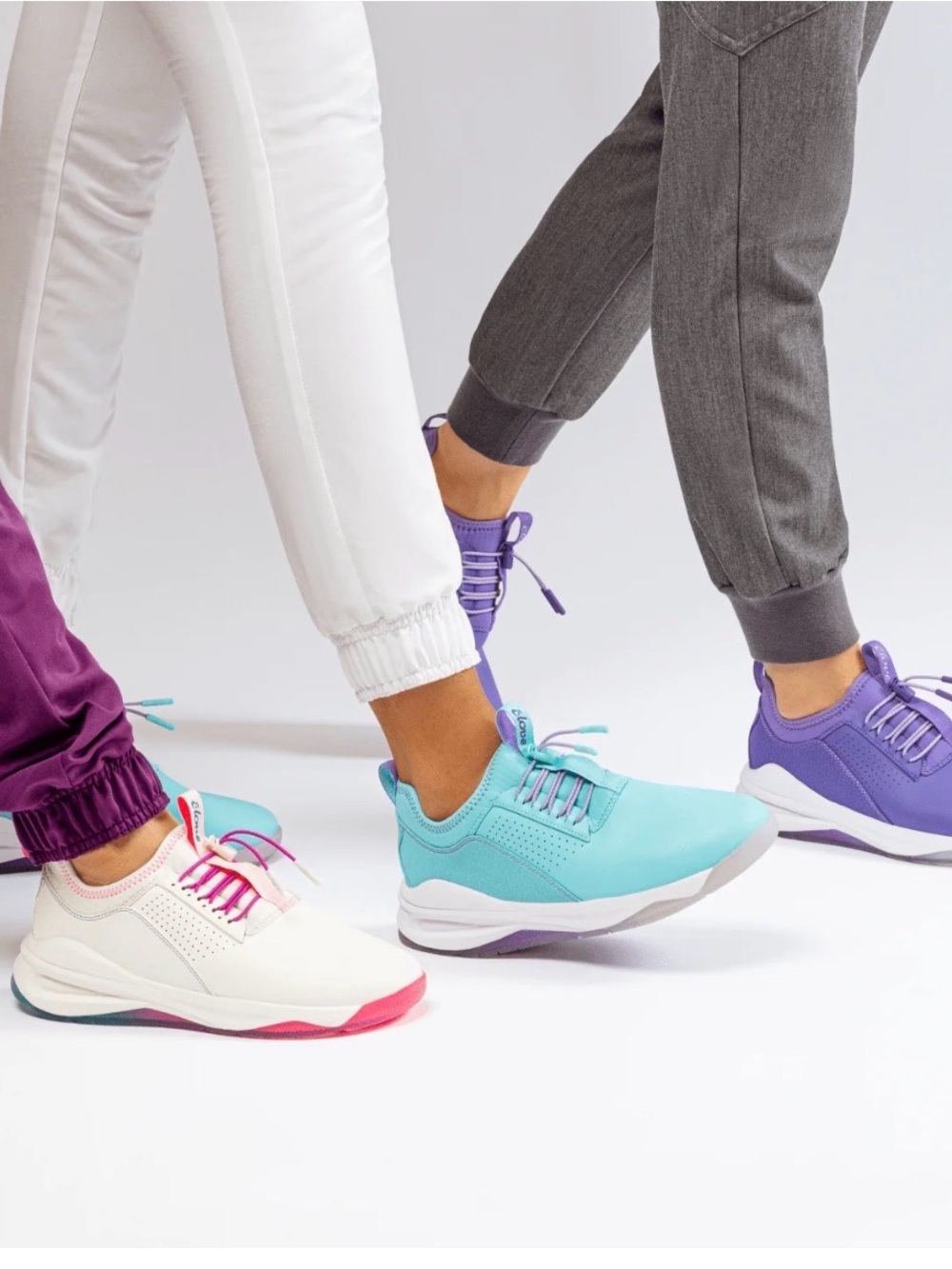 Women's Athletic Sneakers in Aqua, Purple & White